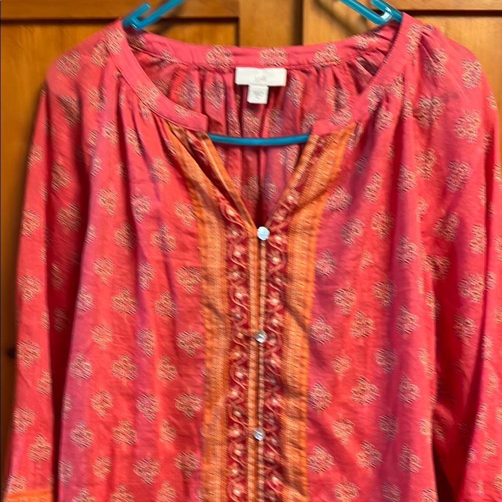 Women's Pink and Orange Bohemian Top